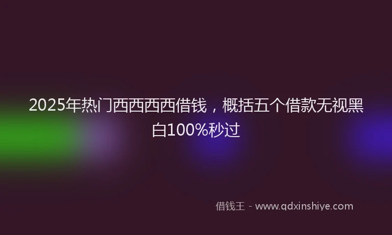 2025年热门西西西西借钱，概括五个借款无视黑白100%秒过