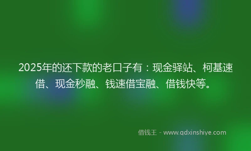 2025年的还下款的老口子有：现金驿站、柯基速借、现金秒融、钱速借宝融、借钱快等。