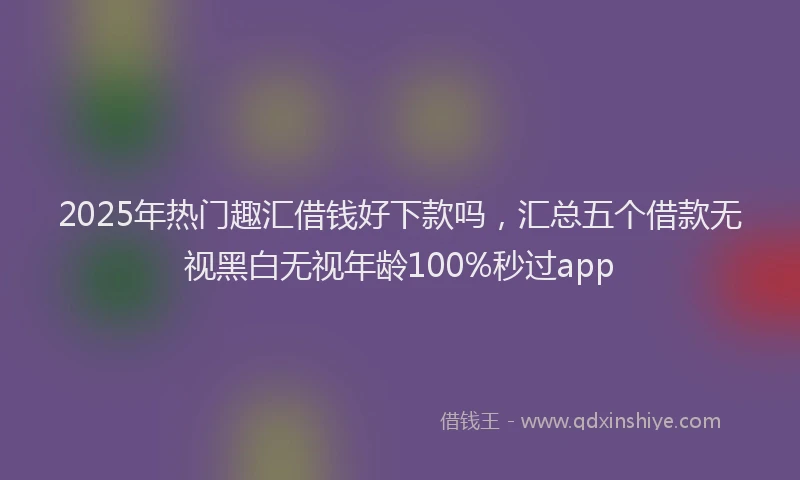 2025年热门趣汇借钱好下款吗,汇总五个借款无视黑白无视年龄100%秒过app