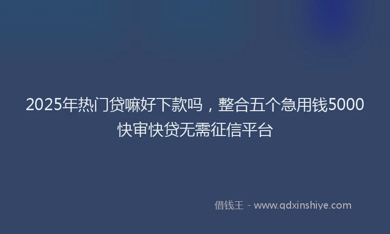 2025年热门贷嘛好下款吗，整合五个急用钱5000快审快贷无需征信平台