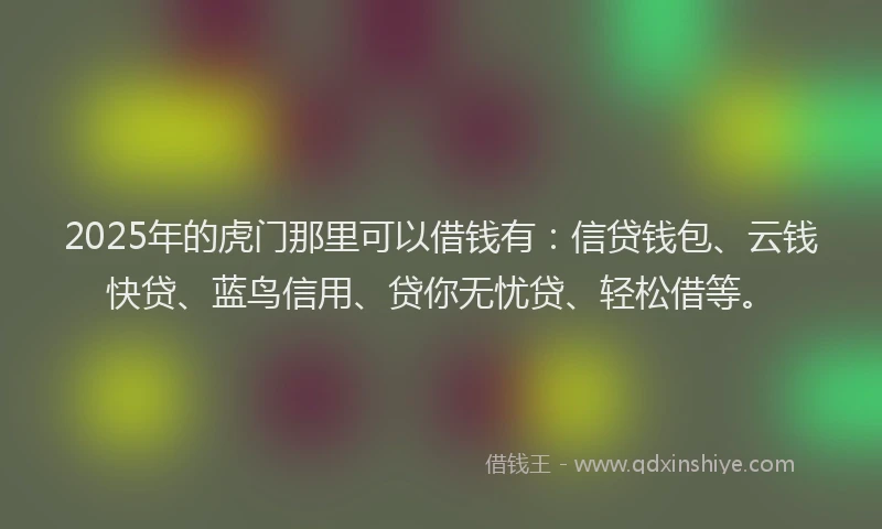 2025年的虎门那里可以借钱有：信贷钱包、云钱快贷、蓝鸟信用、贷你无忧贷、轻松借等。