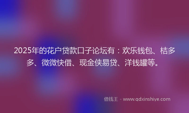 2025年的花户贷款口子论坛有：欢乐钱包、桔多多、微微快借、现金侠易贷、洋钱罐等。