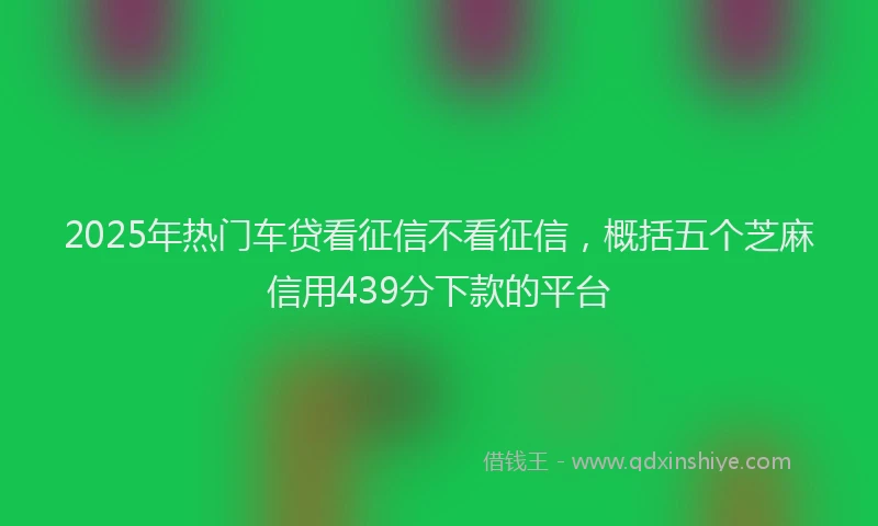 2025年热门车贷看征信不看征信,概括五个芝麻信用439分下款的平台