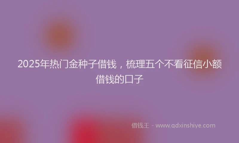 2025年热门金种子借钱,梳理五个不看征信小额借钱的口子