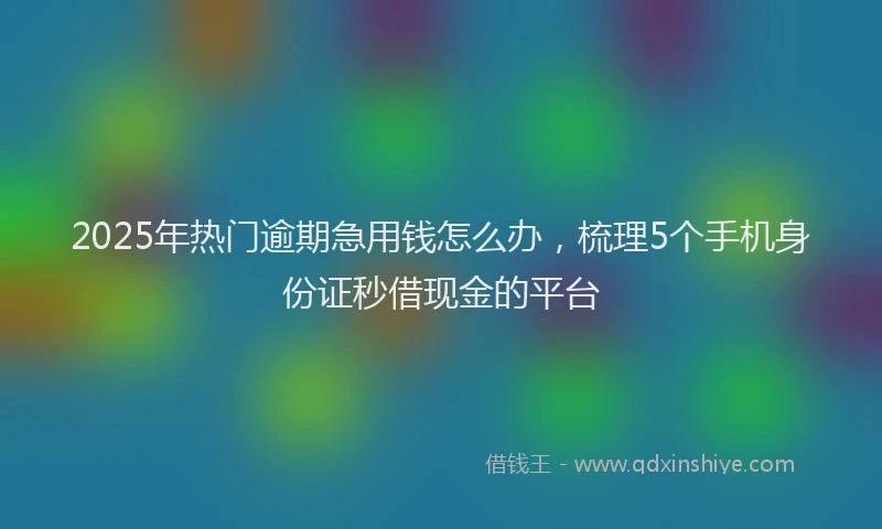 2025年热门逾期急用钱怎么办，梳理5个手机身份证秒借现金的平台