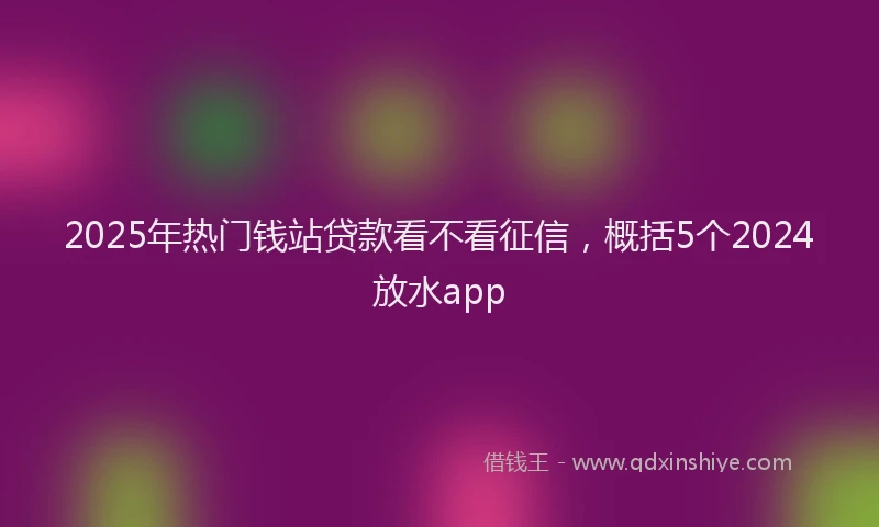 2025年热门钱站贷款看不看征信，概括5个2024放水app