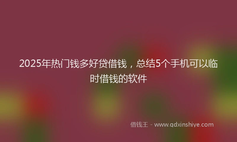2025年热门钱多好贷借钱，总结5个手机可以临时借钱的软件