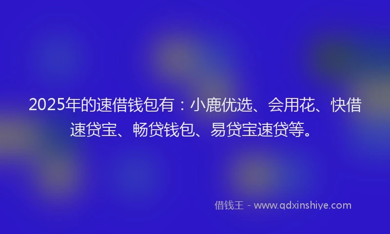 2025年的速借钱包有：小鹿优选、会用花、快借速贷宝、畅贷钱包、易贷宝速贷等。