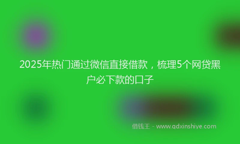 2025年热门通过微信直接借款,梳理5个网贷黑户必下款的口子