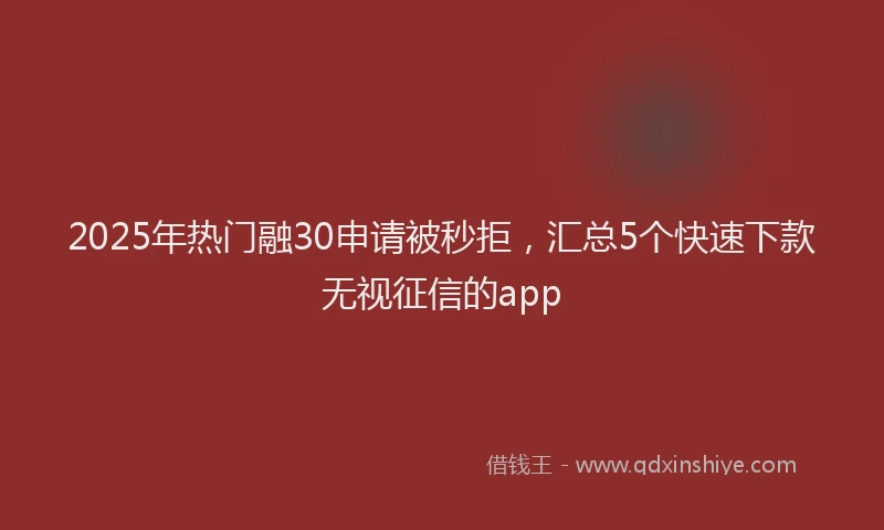 2025年热门融30申请被秒拒，汇总5个快速下款无视征信的app