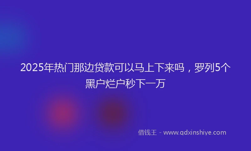 2025年热门那边贷款可以马上下来吗，罗列5个黑户烂户秒下一万