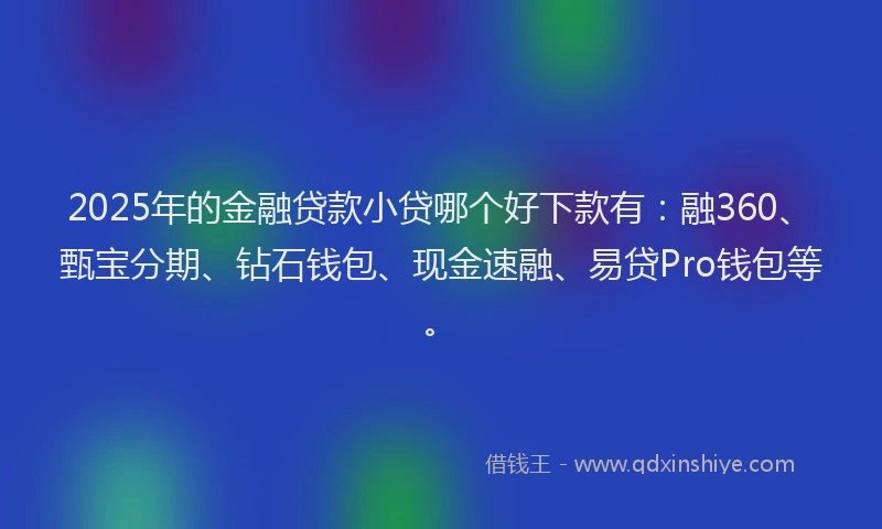 2025年的金融贷款小贷哪个好下款有：融360、甄宝分期、钻石钱包、现金速融、易贷Pro钱包等。