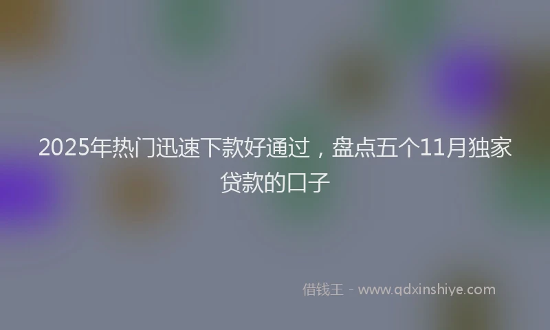 2025年热门迅速下款好通过,盘点五个11月独家贷款的口子