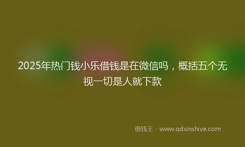 2025年热门钱小乐借钱是在微信吗，概括五个无视一切是人就下款