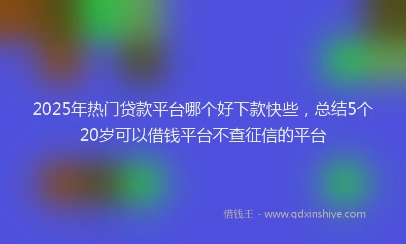 2025年热门贷款平台哪个好下款快些,总结5个20岁可以借钱平台不查征信的平台