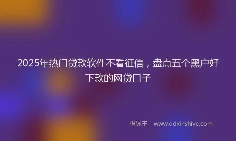 2025年热门贷款软件不看征信,盘点五个黑户好下款的网贷口子