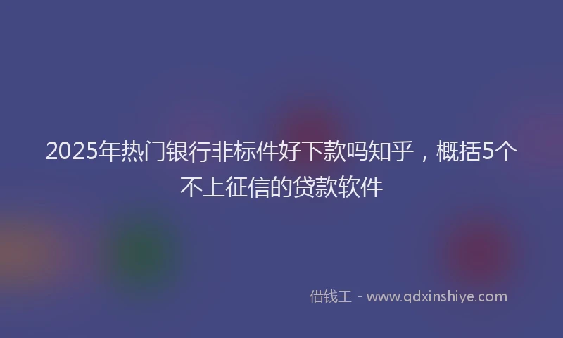 2025年热门银行非标件好下款吗知乎，概括5个不上征信的贷款软件