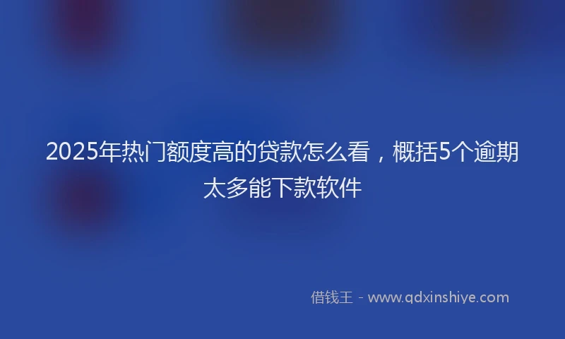 2025年热门额度高的贷款怎么看，概括5个逾期太多能下款软件