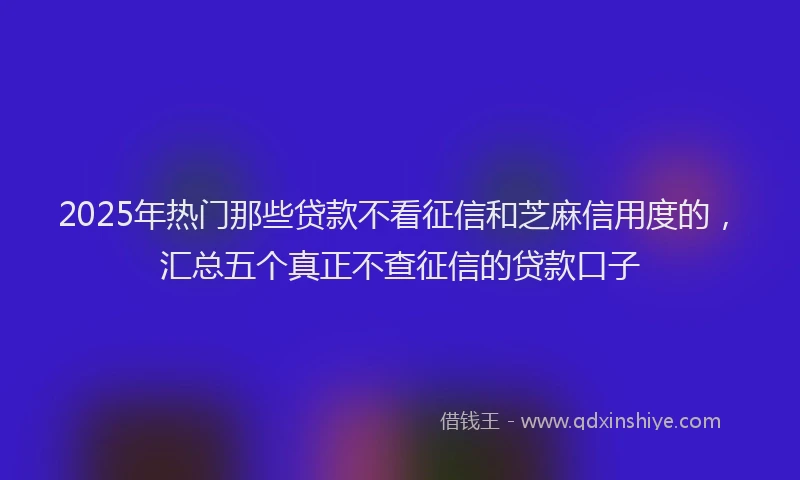 2025年热门那些贷款不看征信和芝麻信用度的,汇总五个真正不查征信的贷款口子