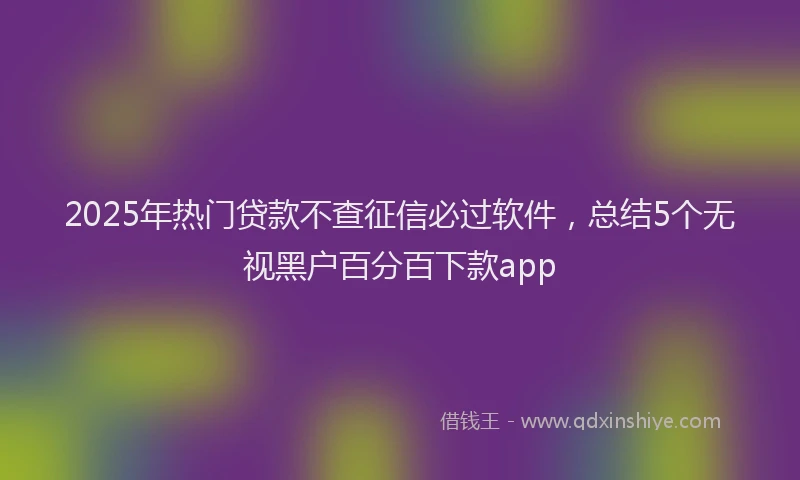 2025年热门贷款不查征信必过软件,总结5个无视黑户百分百下款app