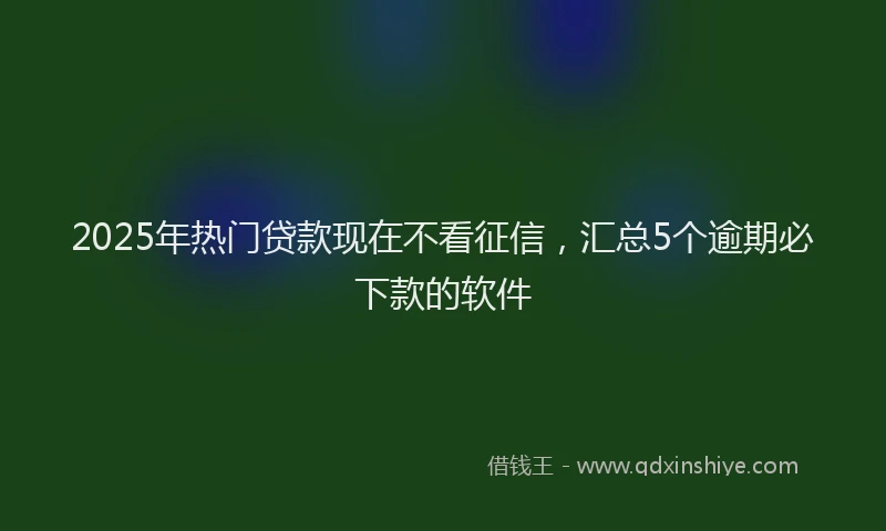 2025年热门贷款现在不看征信,汇总5个逾期必下款的软件
