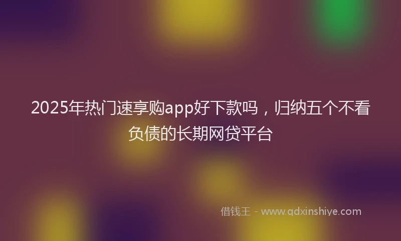2025年热门速享购app好下款吗，归纳五个不看负债的长期网贷平台
