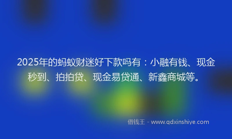 2025年的蚂蚁财迷好下款吗有：小融有钱、现金秒到、拍拍贷、现金易贷通、新鑫商城等。