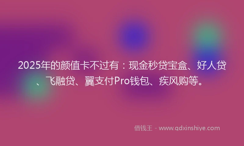 2025年的颜值卡不过有：现金秒贷宝盒、好人贷、飞融贷、翼支付Pro钱包、疾风购等。