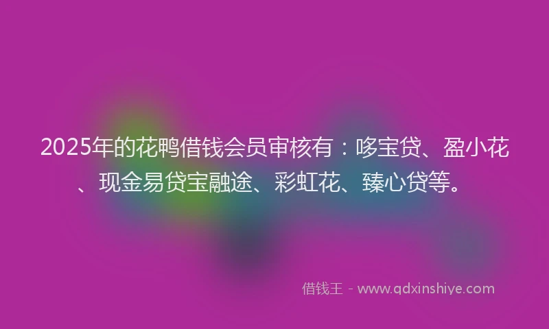 2025年的花鸭借钱会员审核有：哆宝贷、盈小花、现金易贷宝融途、彩虹花、臻心贷等。