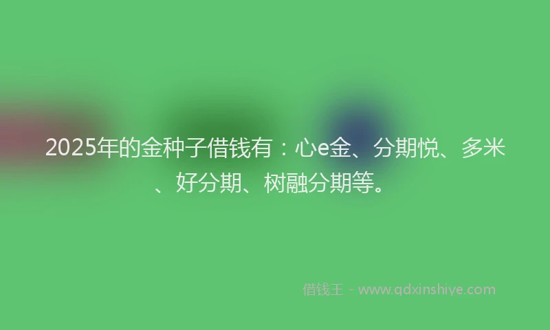 2025年的金种子借钱有：心e金、分期悦、多米、好分期、树融分期等。