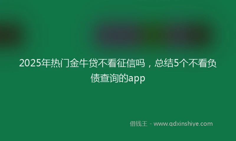 2025年热门金牛贷不看征信吗,总结5个不看负债查询的app