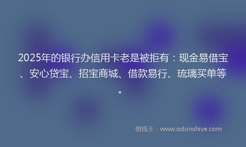 2025年的银行办信用卡老是被拒有:现金易借宝、安心贷宝、招宝商城、借款易行、琉璃买单等。