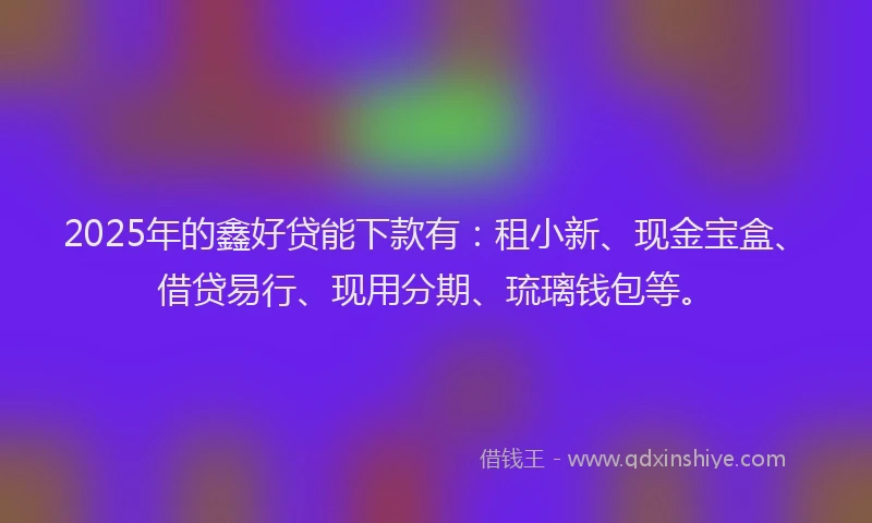 2025年的鑫好贷能下款有:租小新、现金宝盒、借贷易行、现用分期、琉璃钱包等。