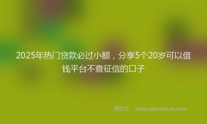 2025年热门贷款必过小额,分享5个20岁可以借钱平台不查征信的口子