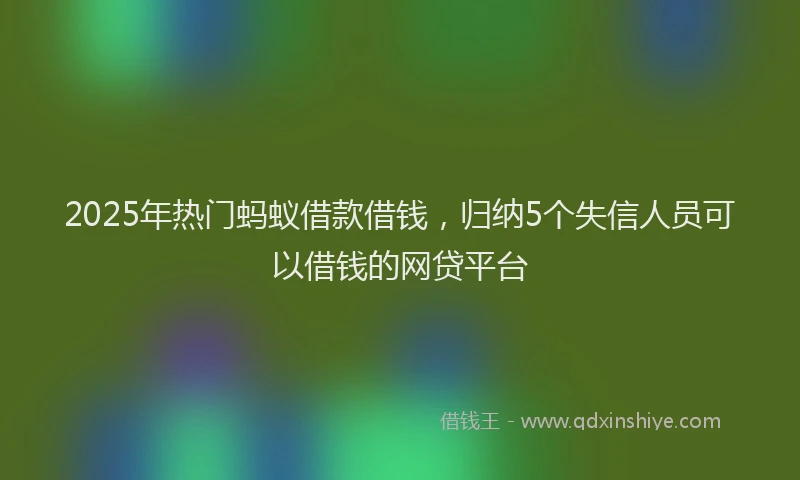 2025年热门蚂蚁借款借钱，归纳5个失信人员可以借钱的网贷平台