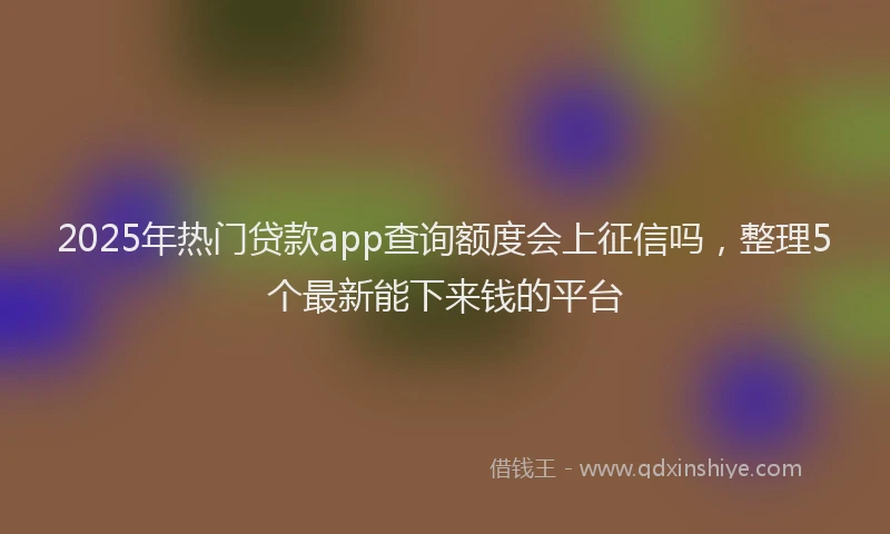 2025年热门贷款app查询额度会上征信吗，整理5个最新能下来钱的平台