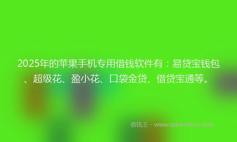 2025年的苹果手机专用借钱软件有：易贷宝钱包、超级花、盈小花、口袋金贷、借贷宝通等。