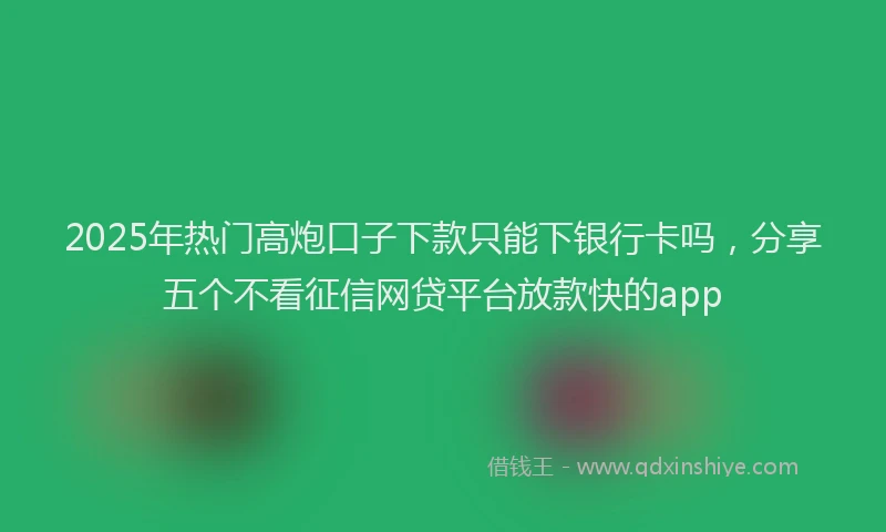 2025年热门高炮口子下款只能下银行卡吗，分享五个不看征信网贷平台放款快的app