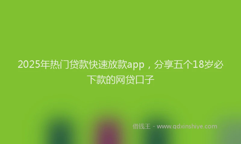 2025年热门贷款快速放款app,分享五个18岁必下款的网贷口子