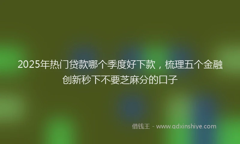 2025年热门贷款哪个季度好下款,梳理五个金融创新秒下不要芝麻分的口子