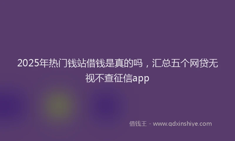 2025年热门钱站借钱是真的吗，汇总五个网贷无视不查征信app