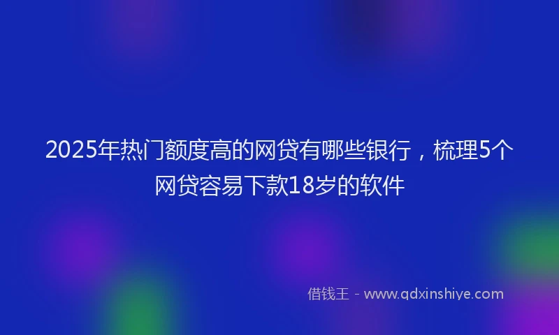 2025年热门额度高的网贷有哪些银行，梳理5个网贷容易下款18岁的软件