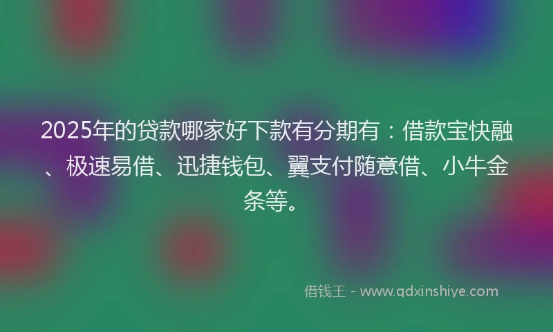 2025年的贷款哪家好下款有分期有:借款宝快融、极速易借、迅捷钱包、翼支付随意借、小牛金条等。