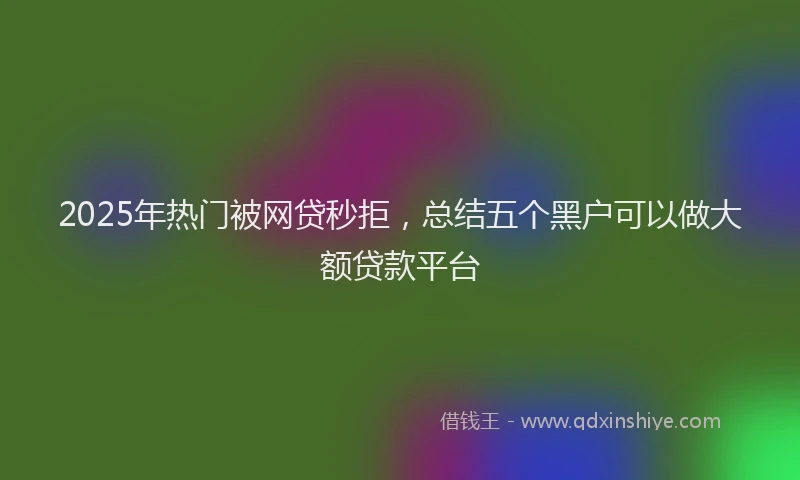 2025年热门被网贷秒拒，总结五个黑户可以做大额贷款平台