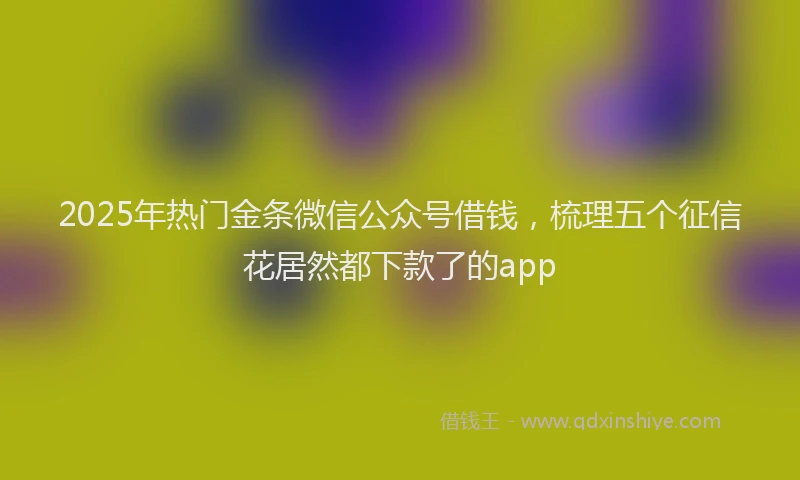 2025年热门金条微信公众号借钱，梳理五个征信花居然都下款了的app
