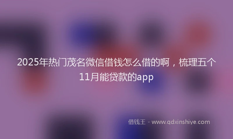 2025年热门茂名微信借钱怎么借的啊,梳理五个11月能贷款的app