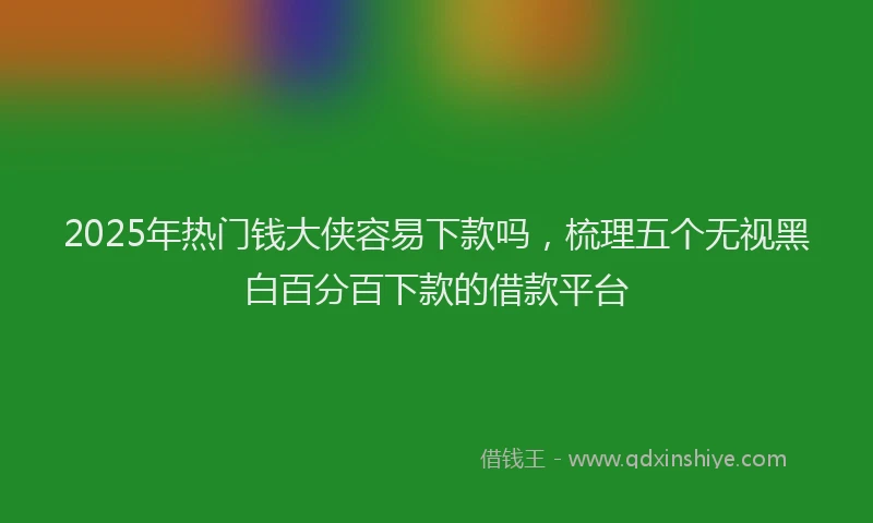 2025年热门钱大侠容易下款吗，梳理五个无视黑白百分百下款的借款平台