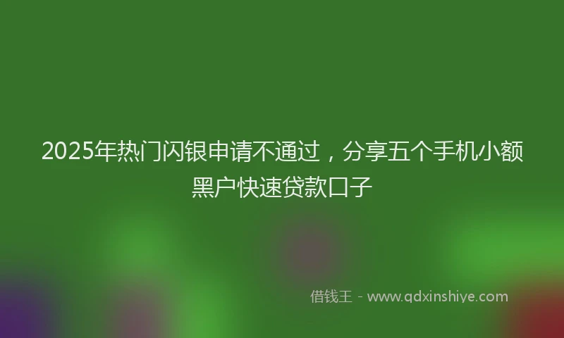 2025年热门闪银申请不通过，分享五个手机小额黑户快速贷款口子
