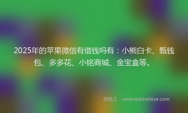 2025年的苹果微信有借钱吗有：小熊白卡、甄钱包、多多花、小铭商城、金宝盒等。