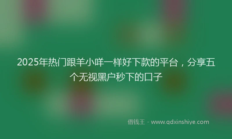 2025年热门跟羊小咩一样好下款的平台,分享五个无视黑户秒下的口子
